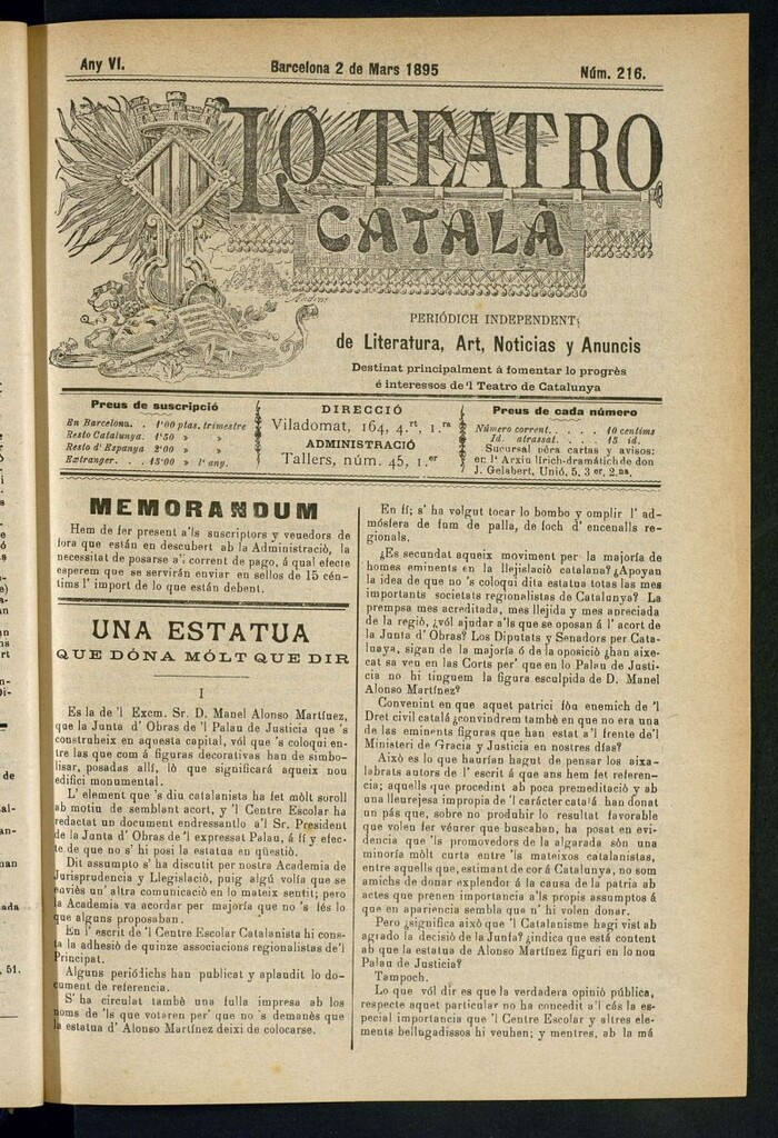 Miniatura de Lo Teatro Catalá del 2 de mars de 1895