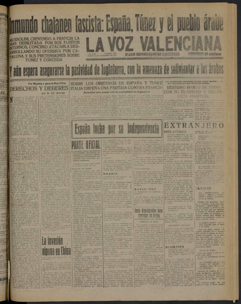 Miniatura de La Voz Valenciana del 29 de diciembre de 1938