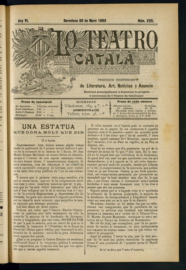Miniatura de Lo Teatro Catalá del 30 de mars de 1895