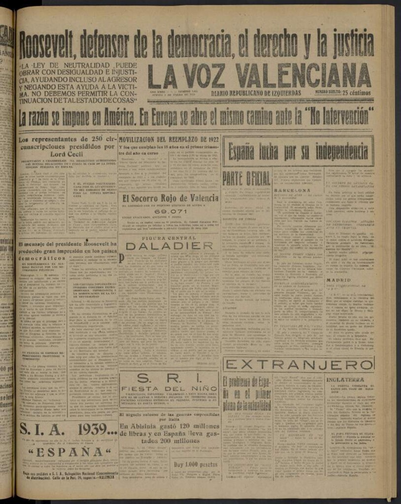 Miniatura de La Voz Valenciana del 5 de enero de 1939
