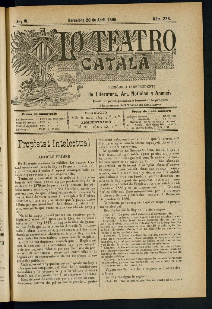 Miniatura de Lo Teatro Catalá del 20 de abril de 1895