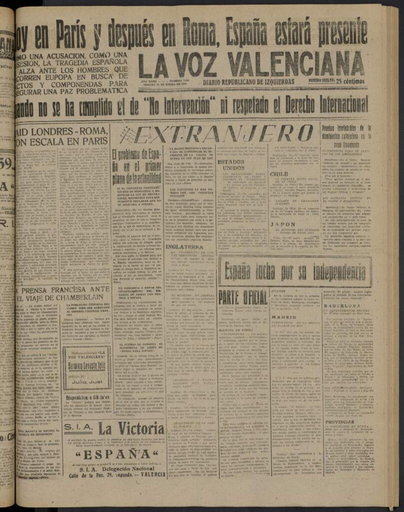 Miniatura de La Voz Valenciana del 10 de enero de 1939
