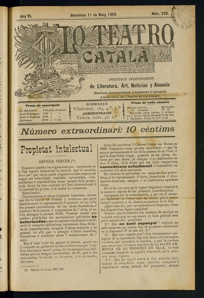Miniatura de Lo Teatro Catalá del 11 de maig de 1895