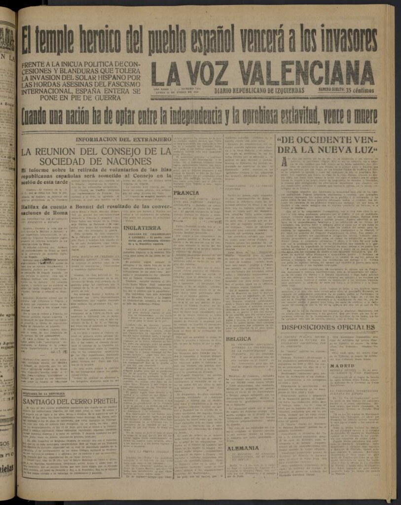 Miniatura de La Voz Valenciana del 16 de enero de 1939