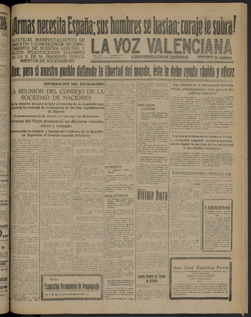 Miniatura de La Voz Valenciana del 17 de enero de 1939