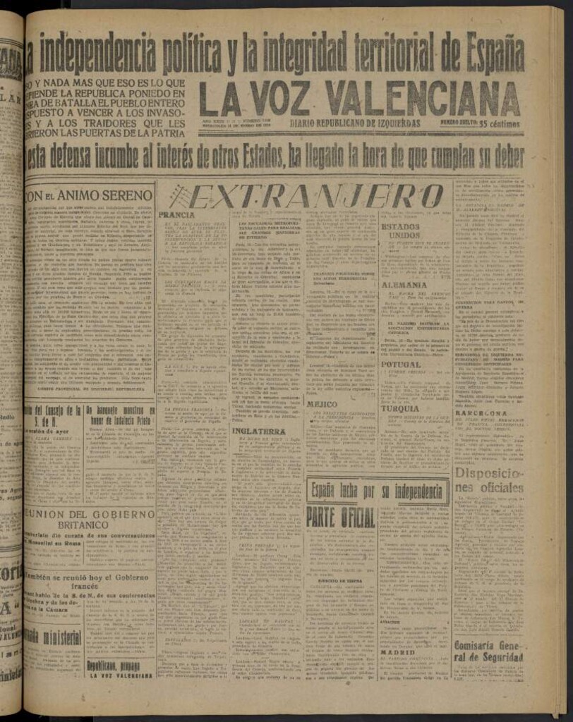 Miniatura de La Voz Valenciana del 18 de enero de 1939