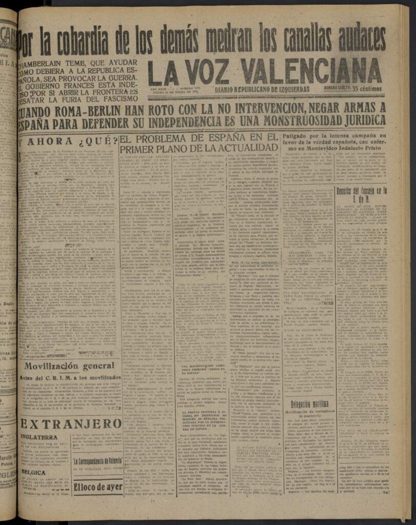 Miniatura de La Voz Valenciana del 19 de enero de 1939
