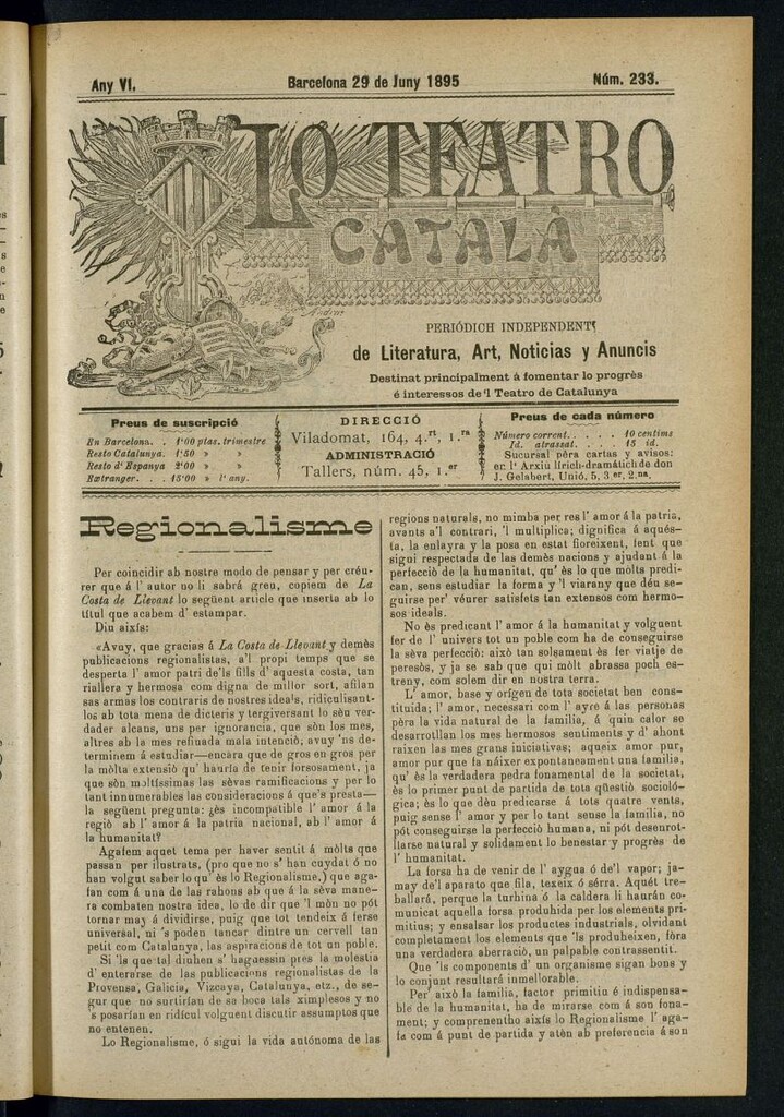 Miniatura de Lo Teatro Catalá del 29 de juny de 1895