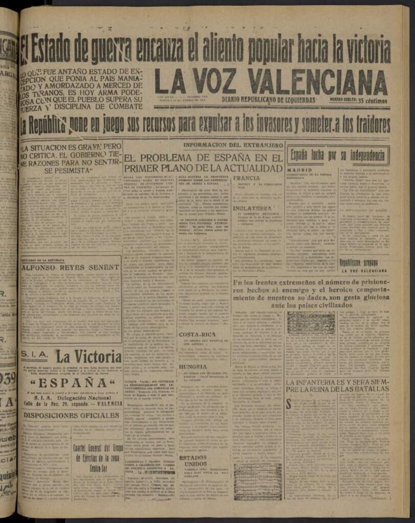Miniatura de La Voz Valenciana del 24 de enero de 1939