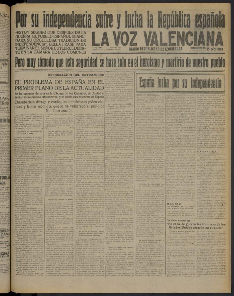 Miniatura de La Voz Valenciana del 1 de febrero de 1939