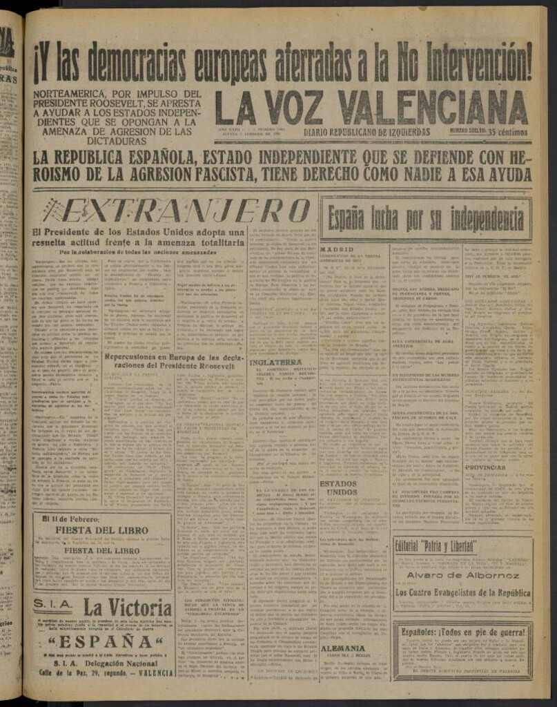 Miniatura de La Voz Valenciana del 2 de febrero de 1939