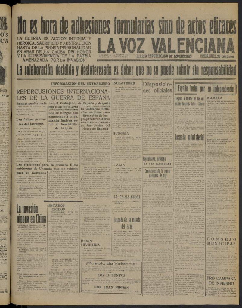 Miniatura de La Voz Valenciana del 14 de febrero de 1939