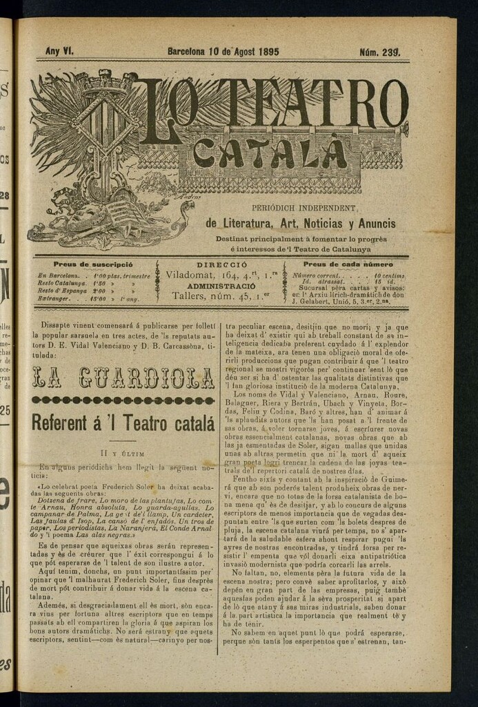 Miniatura de Lo Teatro Catalá del 10 de agost de 1895