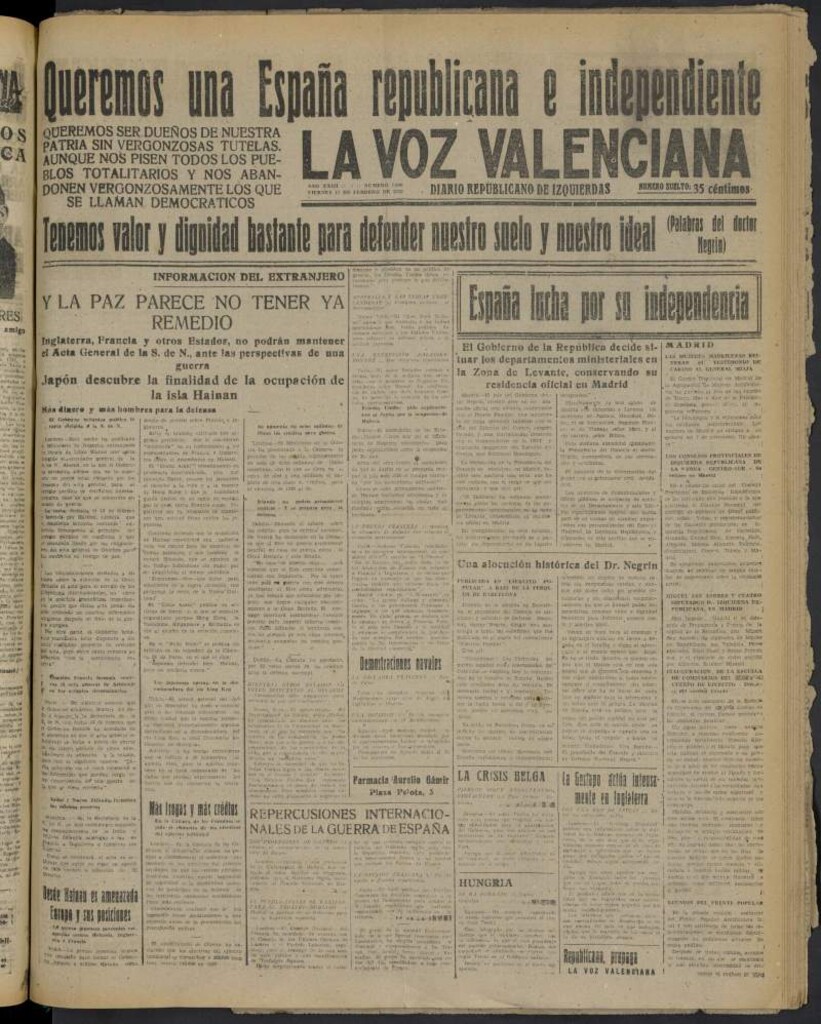 Miniatura de La Voz Valenciana del 17 de febrero de 1939