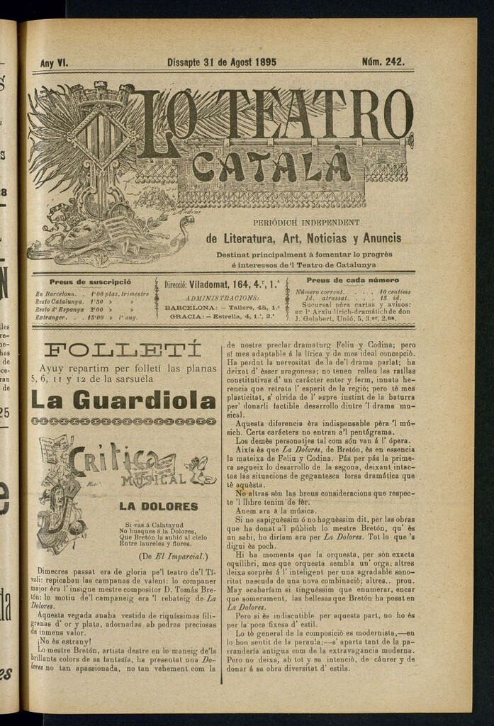 Miniatura de Lo Teatro Catalá del 31 de agost de 1895