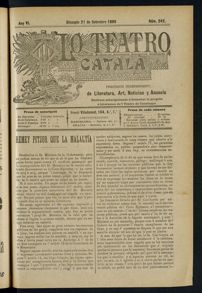 Miniatura de Lo Teatro Catalá del 21 de setembre de 1895