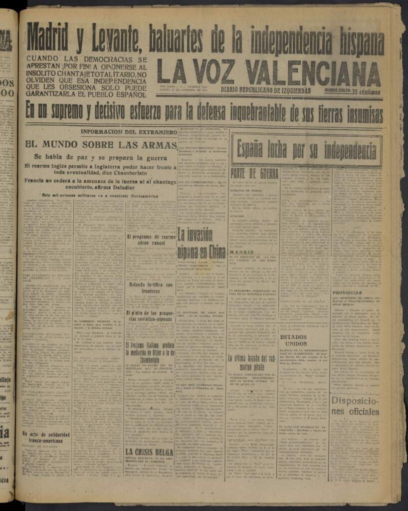 Miniatura de La Voz Valenciana del 23 de febrero de 1939