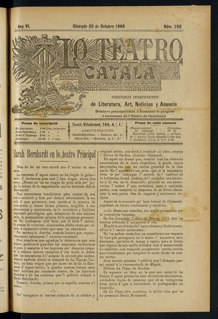 Miniatura de Lo Teatro Catalá del 26 de octubre de 1895