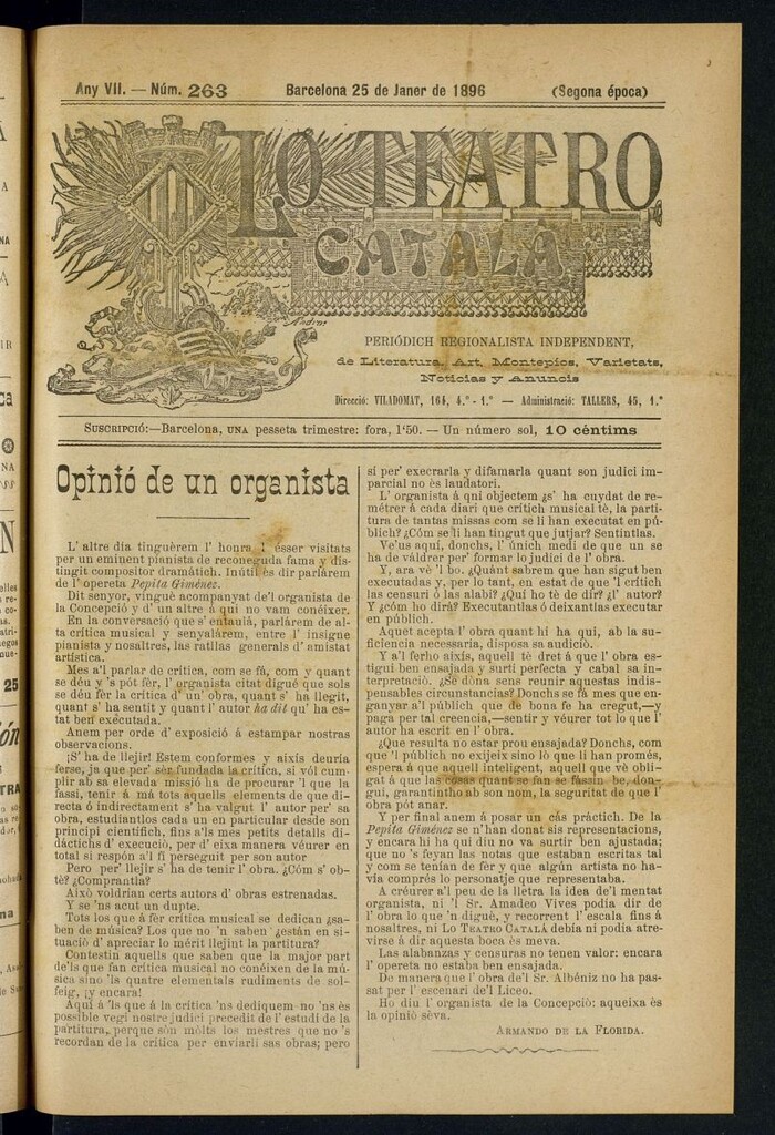 Miniatura de Lo Teatro Catalá del 25 de janer de 1896