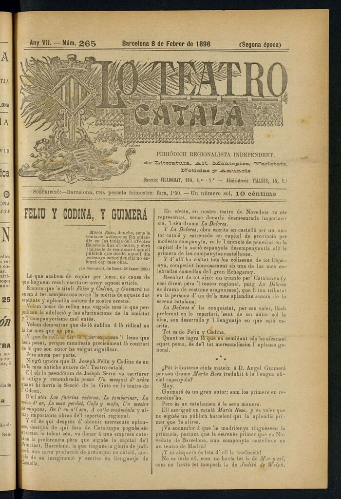 Miniatura de Lo Teatro Catalá del 8 de febrer de 1896