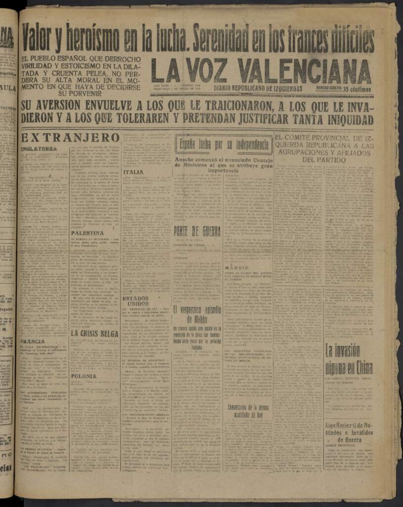 Miniatura de La Voz Valenciana del 1 de marzo de 1939