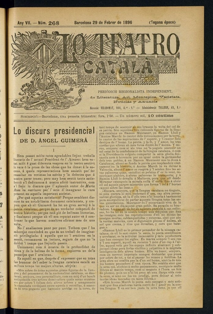 Miniatura de Lo Teatro Catalá del 29 de febrer de 1896