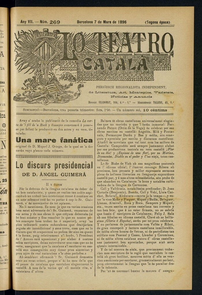 Miniatura de Lo Teatro Catalá del 7 de mars de 1896