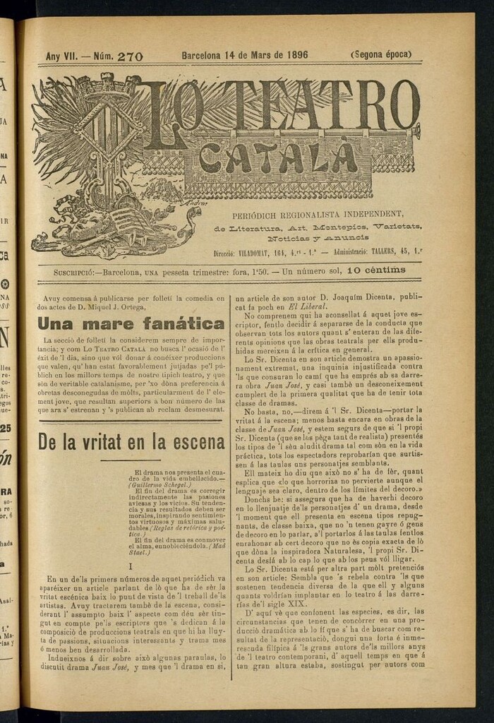 Miniatura de Lo Teatro Catalá del 14 de mars de 1896