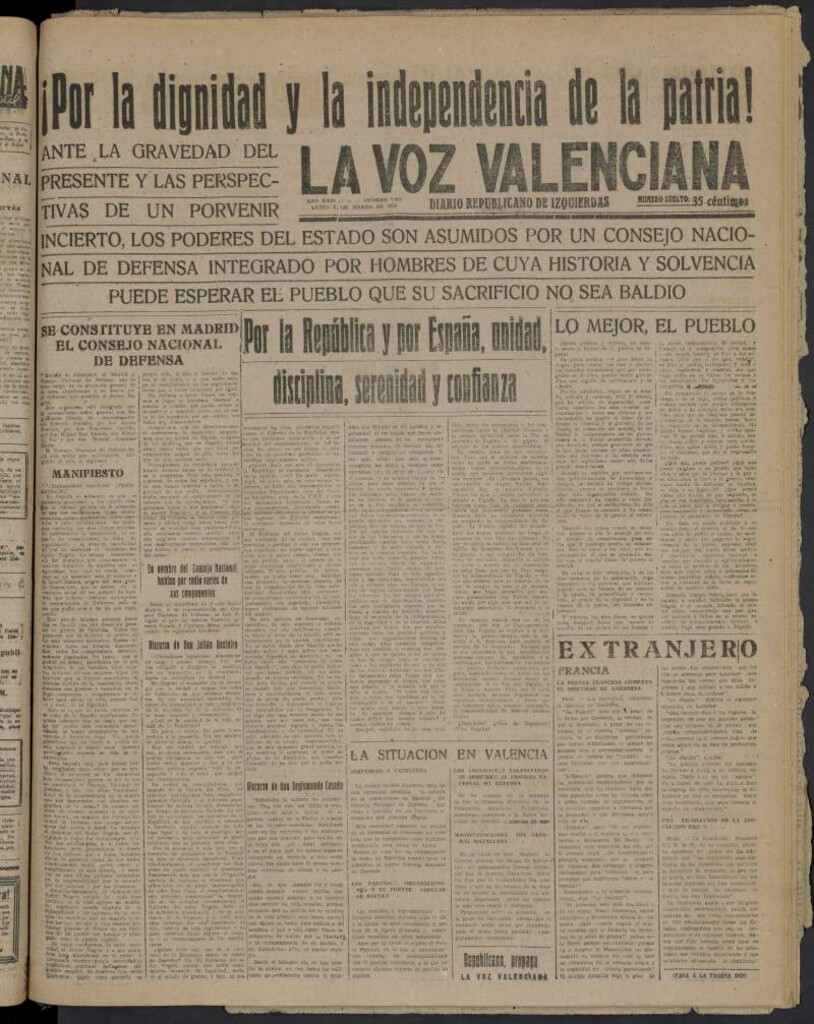 Miniatura de La Voz Valenciana del 6 de marzo de 1939