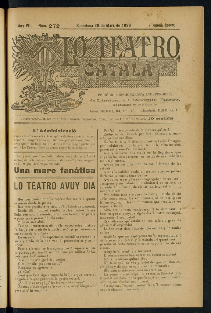 Miniatura de Lo Teatro Catalá del 28 de mars de 1896