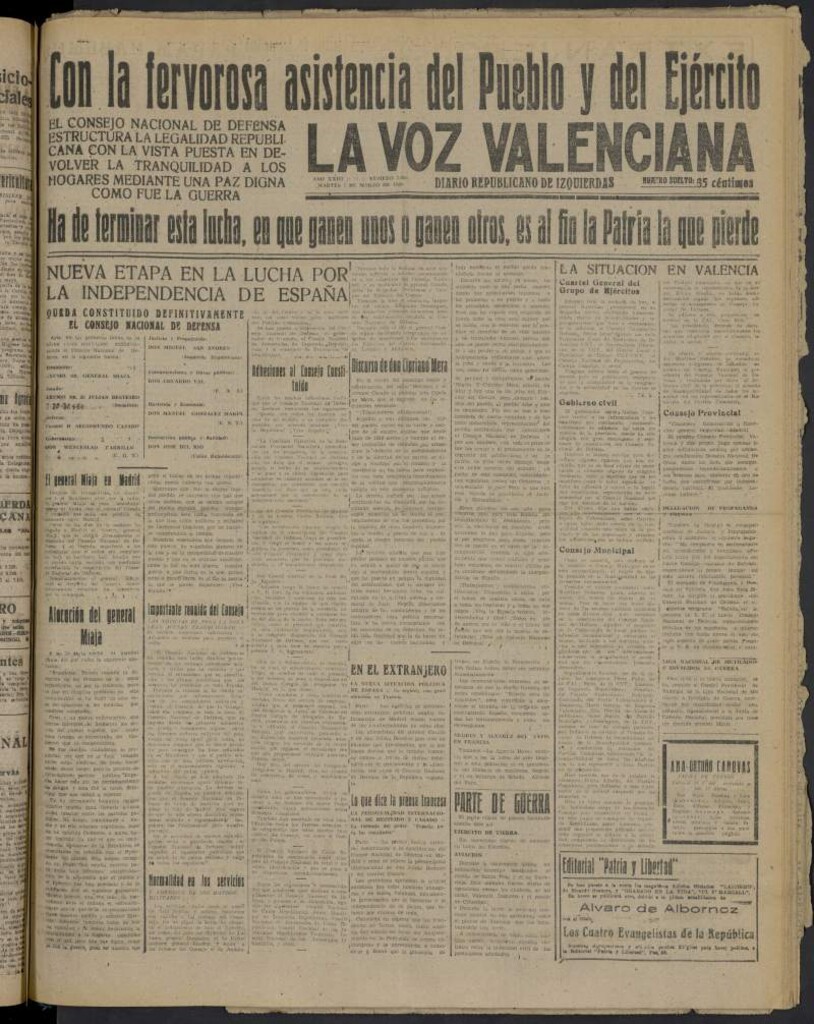 Miniatura de La Voz Valenciana del 7 de marzo de 1939