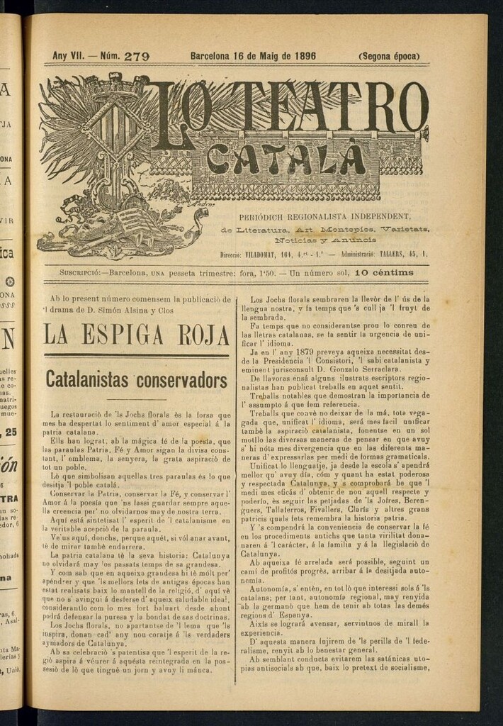 Miniatura de Lo Teatro Catalá del 16 de maig de 1896