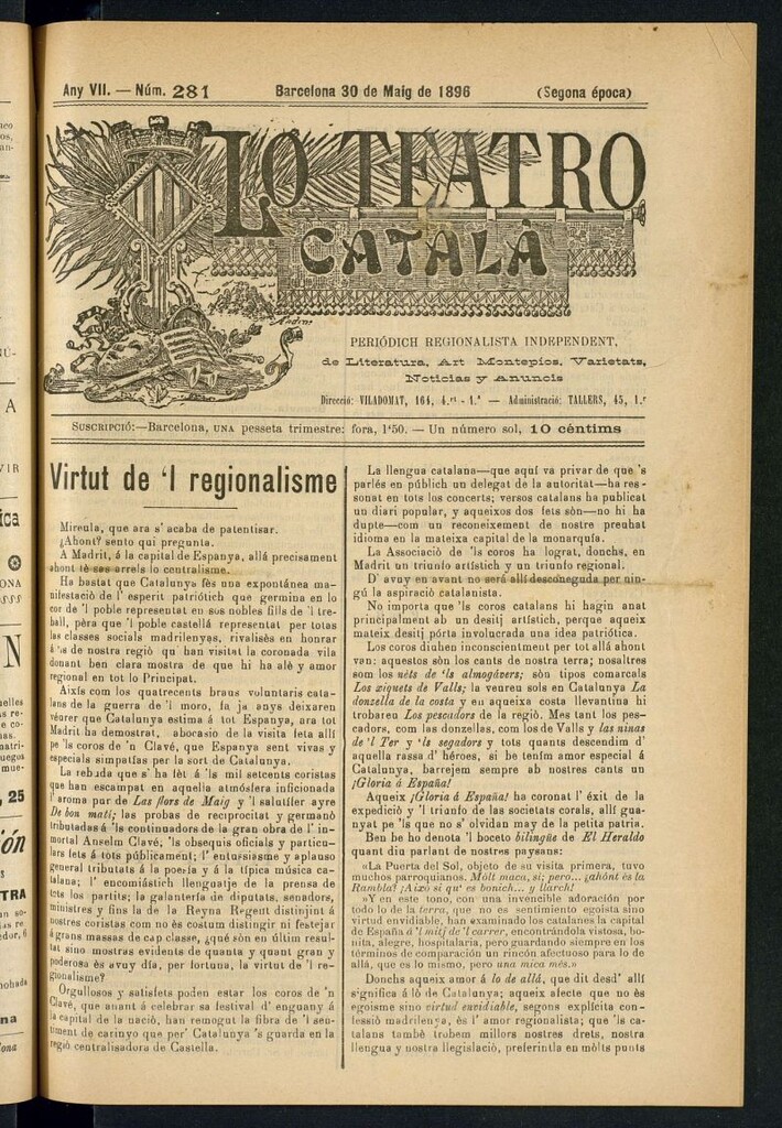 Miniatura de Lo Teatro Catalá del 30 de maig de 1896