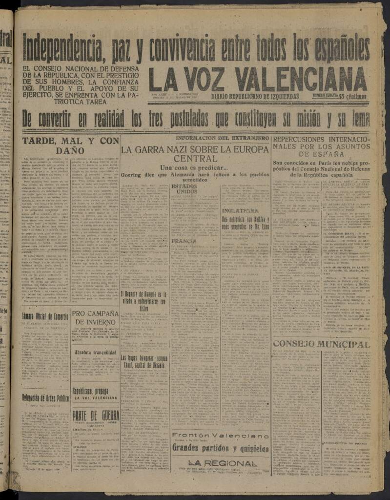 Miniatura de La Voz Valenciana del 17 de marzo de 1939