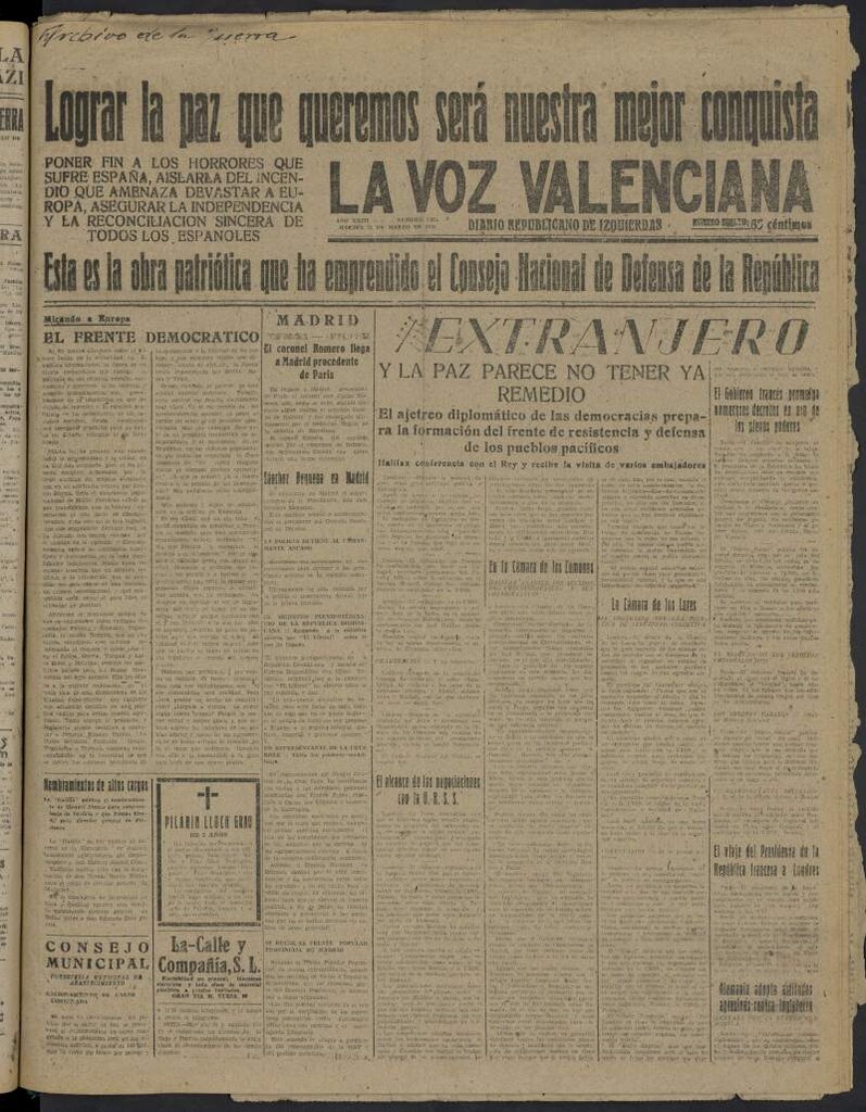 Miniatura de La Voz Valenciana del 21 de marzo de 1939