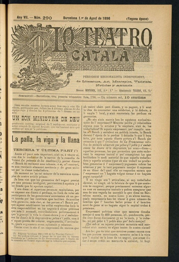 Miniatura de Lo Teatro Catalá del 1 de agost de 1896
