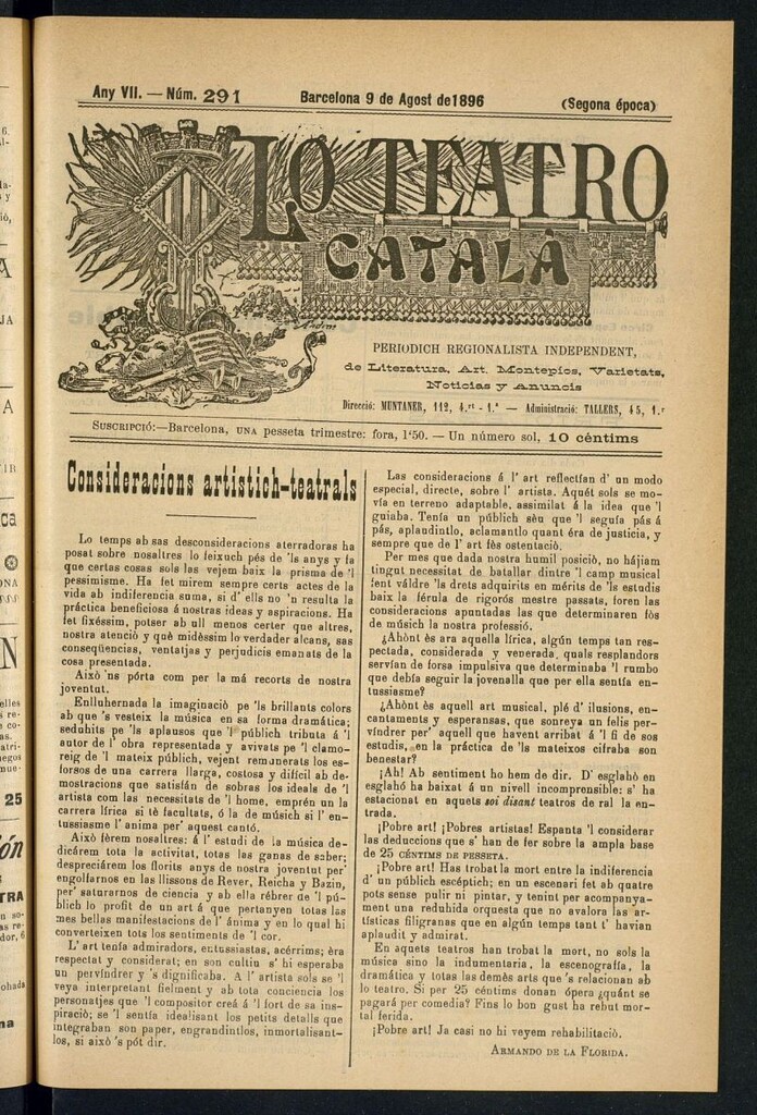 Miniatura de Lo Teatro Catalá del 9 de agost de 1896
