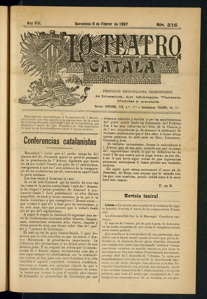 Miniatura de Lo Teatro Catalá del 6 de febrer de 1897