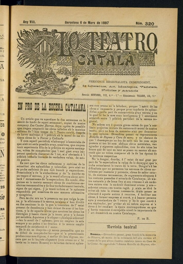 Miniatura de Lo Teatro Catalá del 6 de mars de 1897