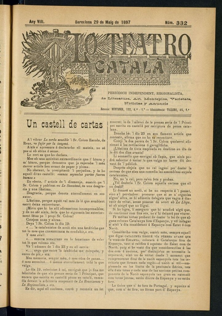 Miniatura de Lo Teatro Catalá del 29 de maig de 1897