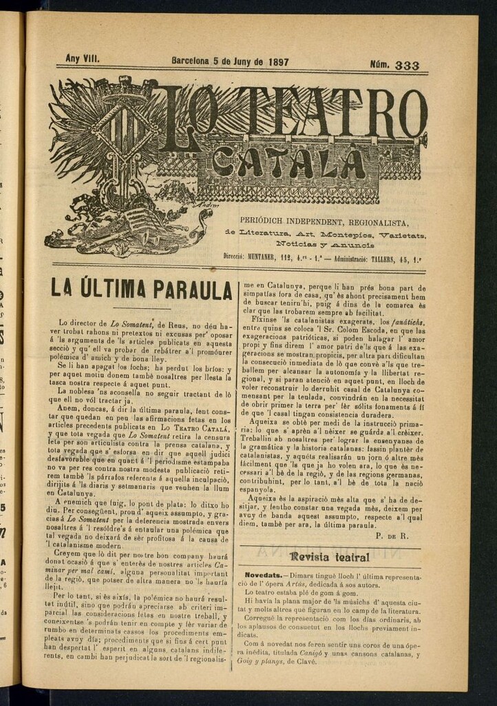 Miniatura de Lo Teatro Catalá del 5 de juny de 1897