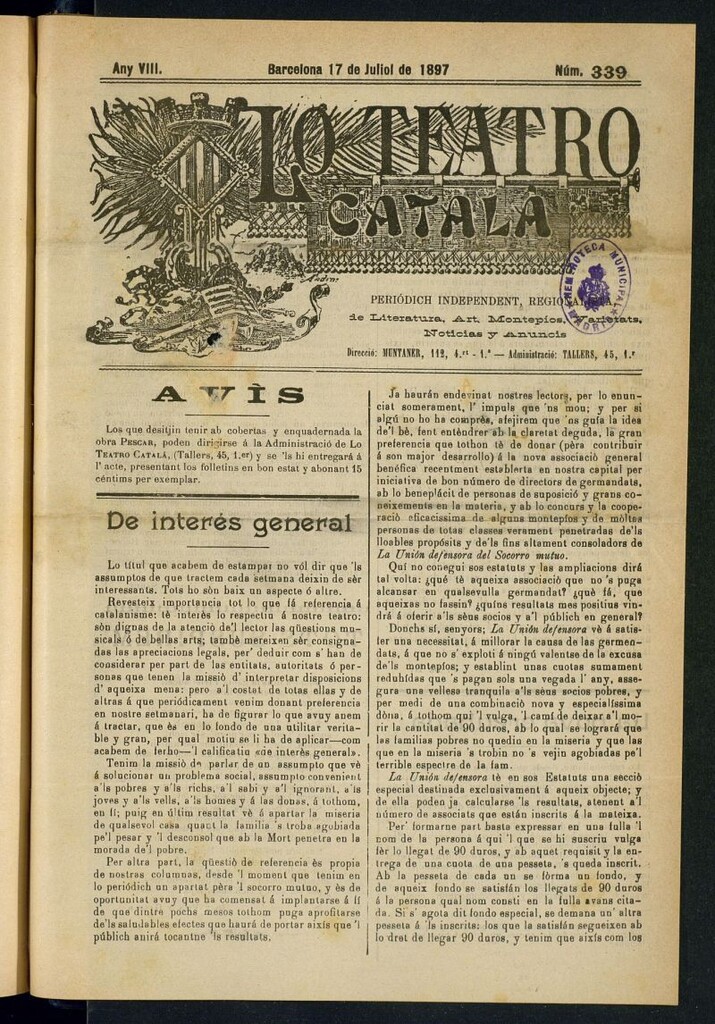 Miniatura de Lo Teatro Catalá del 17 de juliol de 1897