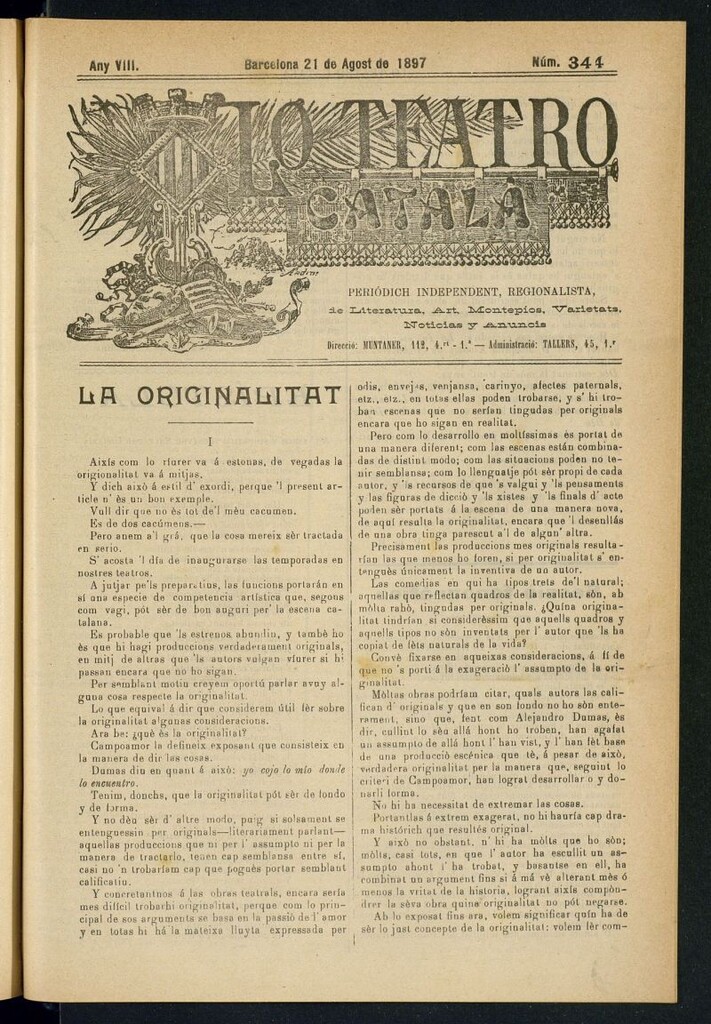 Miniatura de Lo Teatro Catalá del 21 de agost de 1897