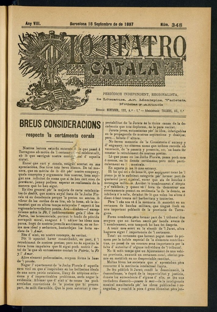 Miniatura de Lo Teatro Catalá del 18 de septembre de 1897
