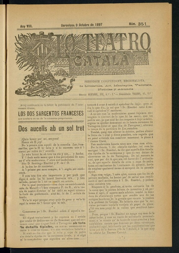 Miniatura de Lo Teatro Catalá del 9 de octubre de 1897