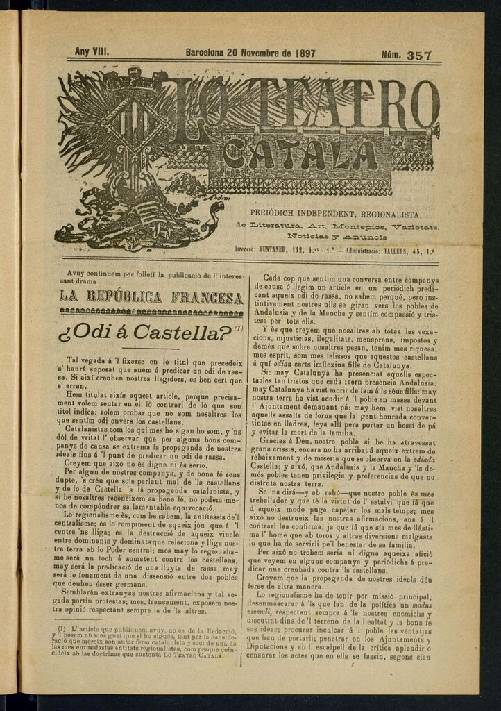 Miniatura de Lo Teatro Catalá del 20 de novembre de 1897