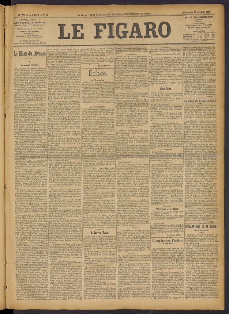 Miniatura de Le Figaro del 15 de enero de 1899, nº 15