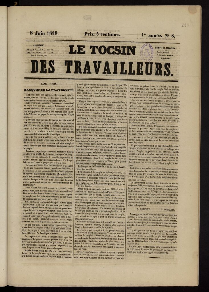 Miniatura de Le Tocsin des travailleurs del 8 de junio de 1848, nº 8