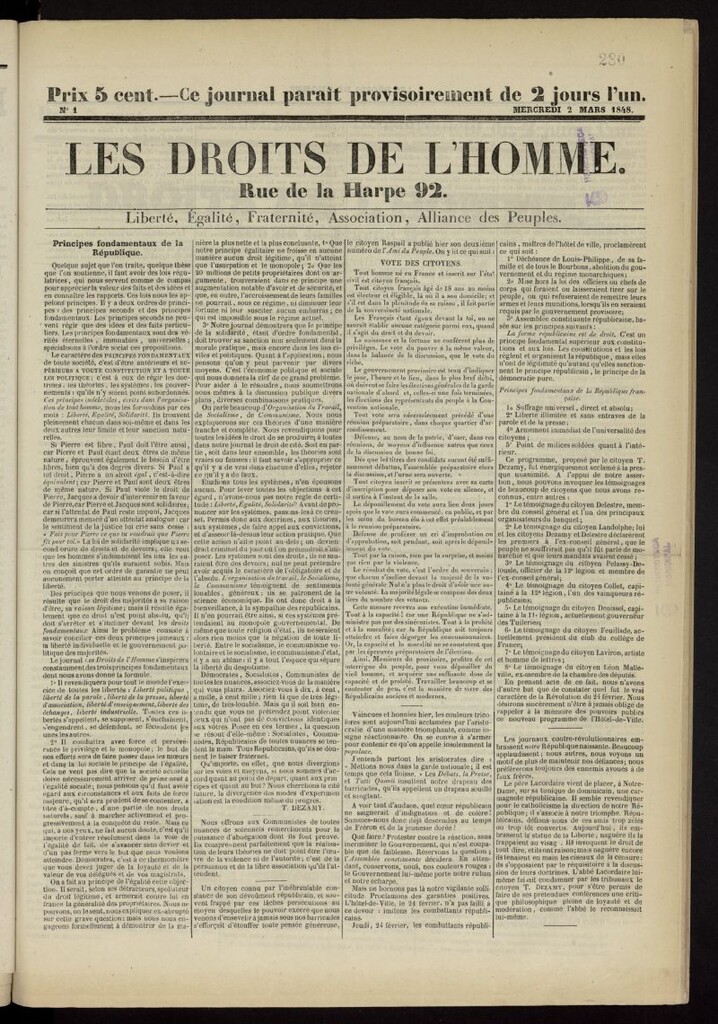 Miniatura de Les Droits de l´homme del 2 de marzo de 1848, nº 1