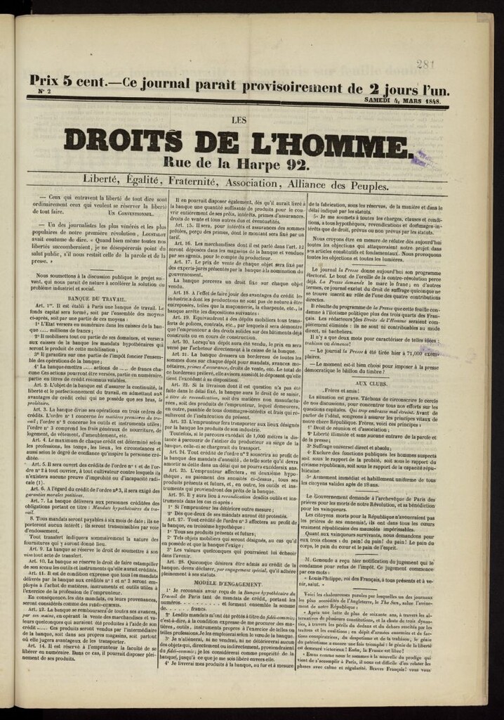 Miniatura de Les Droits de l´homme del 4 de marzo de 1848, nº 2